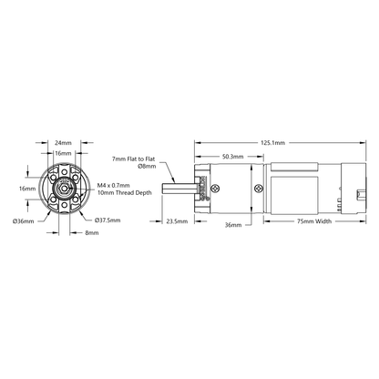 5203 Series Yellow Jacket Planetary Gear Motor (139:1 Ratio, 24mm Length 8mm REX® Shaft, 43 RPM, 3.3 - 5V Encoder)
