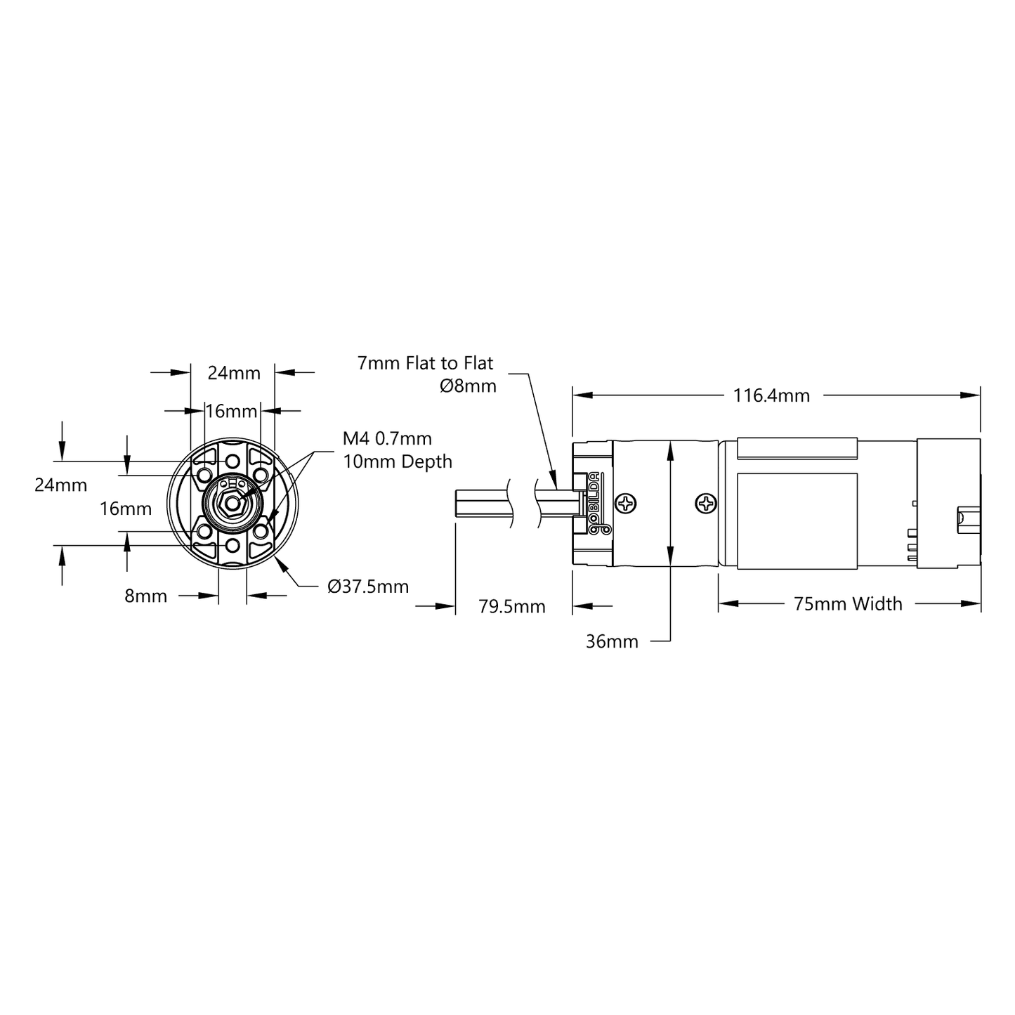 5204 Series Yellow Jacket Planetary Gear Motor (26.9:1 Ratio, 80mm Length 8mm REX® Shaft, 223 RPM, 3.3 - 5V Encoder)