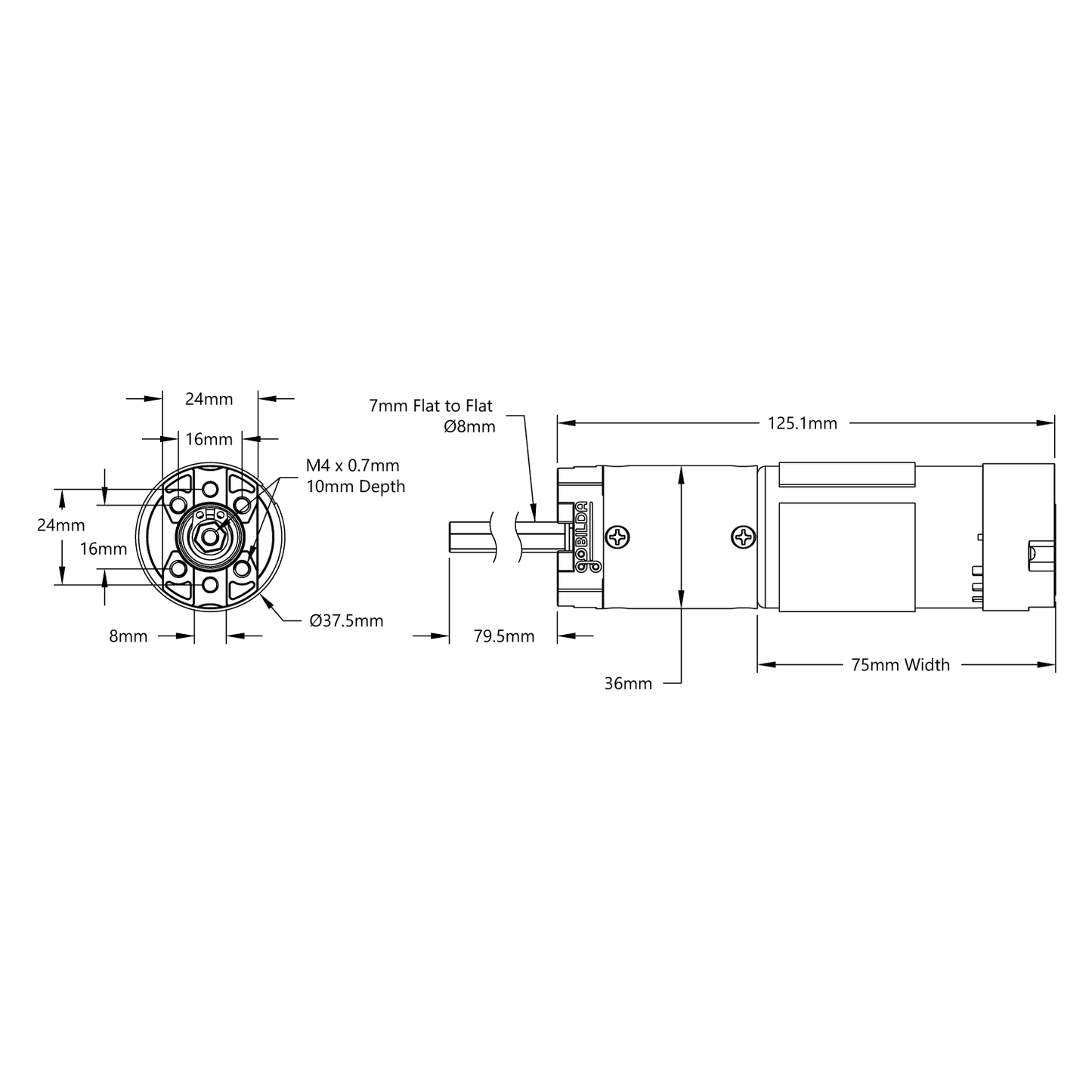 5204 Series Yellow Jacket Planetary Gear Motor (71.2:1 Ratio, 80mm Length 8mm REX® Shaft, 84 RPM, 3.3 - 5V Encoder)