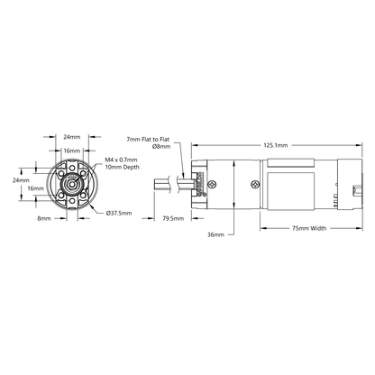 5204 Series Yellow Jacket Planetary Gear Motor (71.2:1 Ratio, 80mm Length 8mm REX® Shaft, 84 RPM, 3.3 - 5V Encoder)