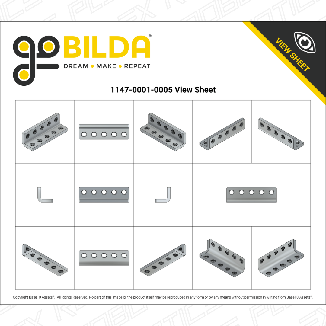Threaded Steel L-Bracket (5 Hole) - 4 Pack