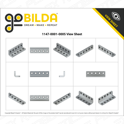 Threaded Steel L-Bracket (5 Hole) - 4 Pack