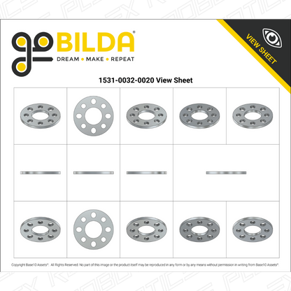 Steel Pattern Spacer (14mm Bore, 32mm OD, 2mm Thickness) - 2 Pack