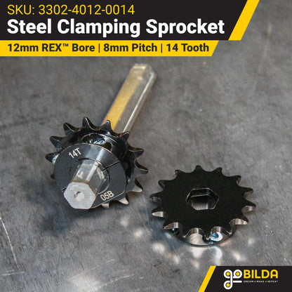8mm Pitch Steel Clamping Sprocket (12mm REX™ Bore, 14 Tooth)