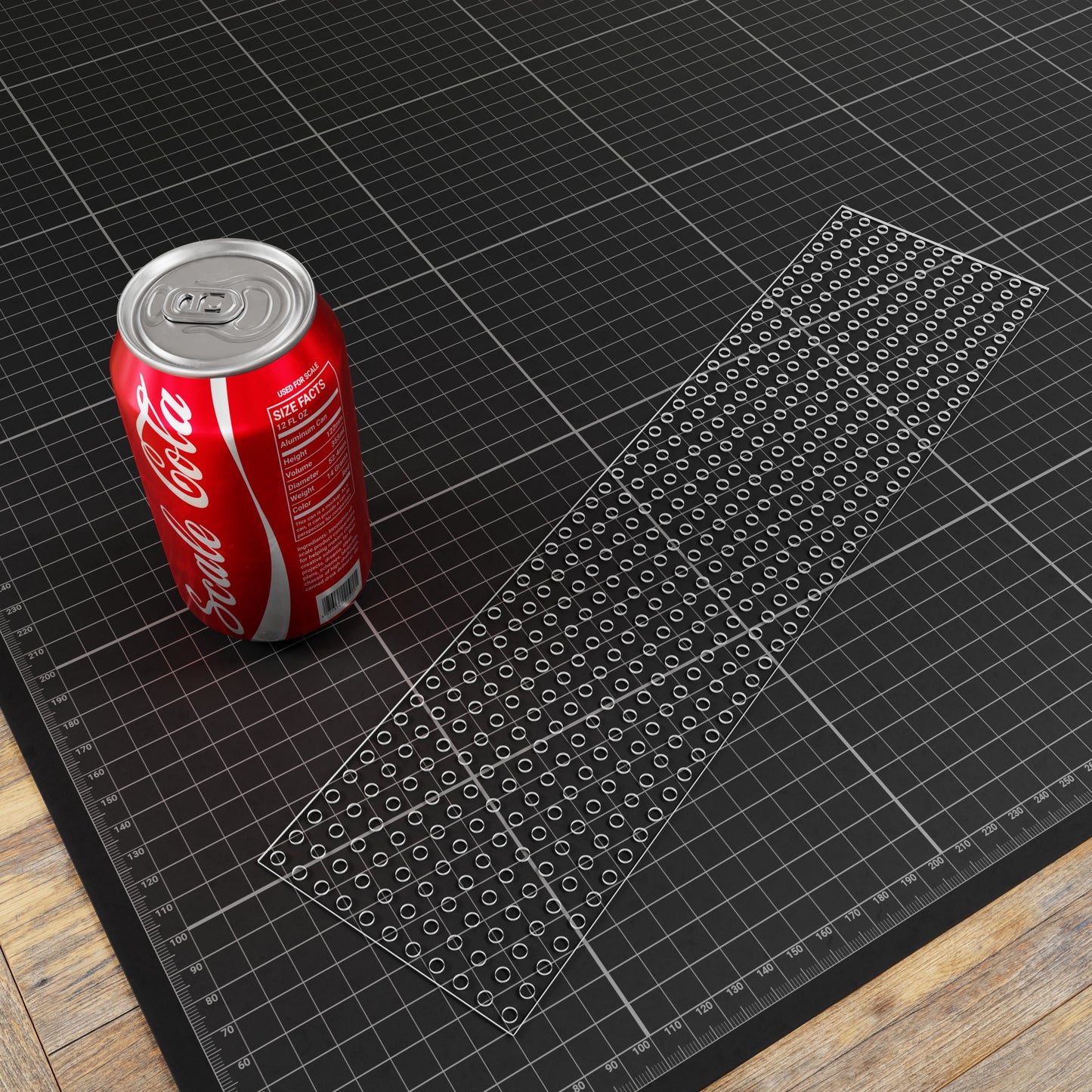 Clear Polycarbonate Grid Plate (1.5mm Thickness, 11 x 44 Hole, 88 x 352mm)