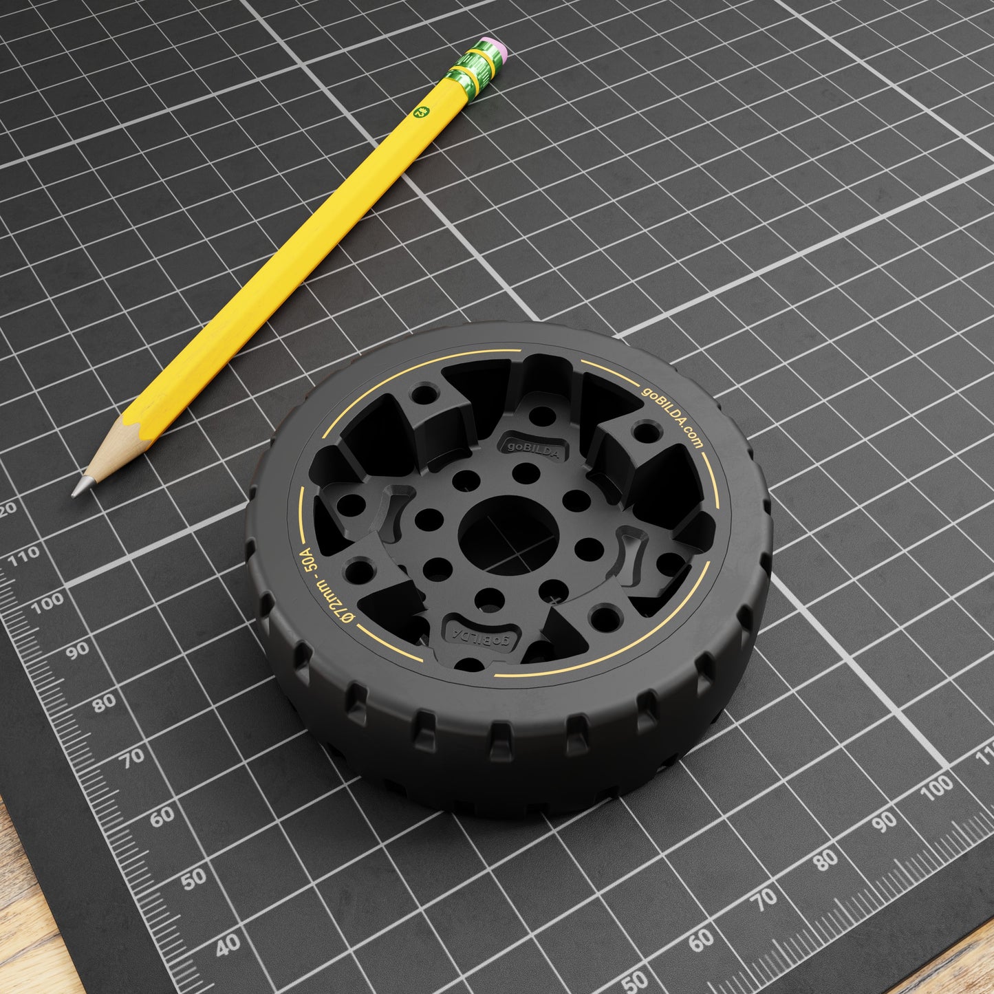 Hogback Traction Wheel (72mm Diameter, 50A Durometer)