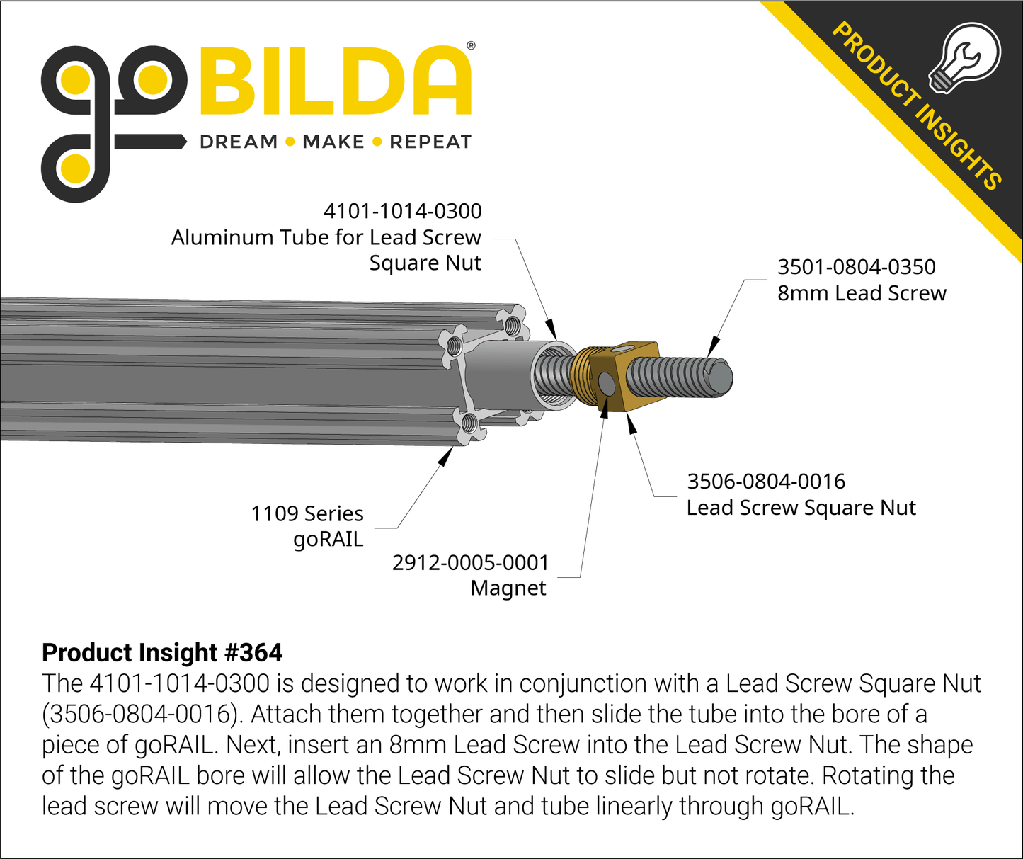 3501 Series Lead Screw (8mm Lead, 4 Start)