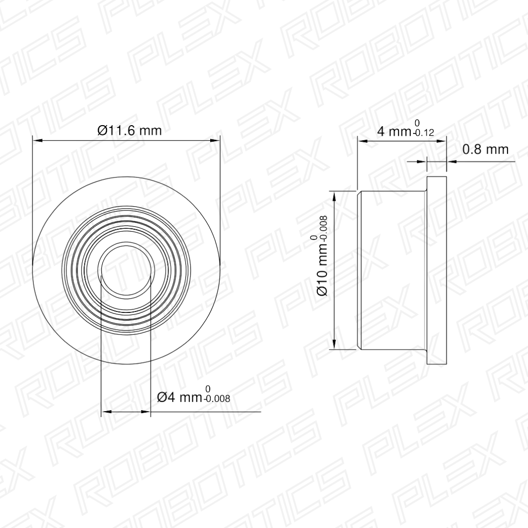 MF104ZZ Flanged Bearing (ID = 4mm, OD = 10mm, W = 4mm)