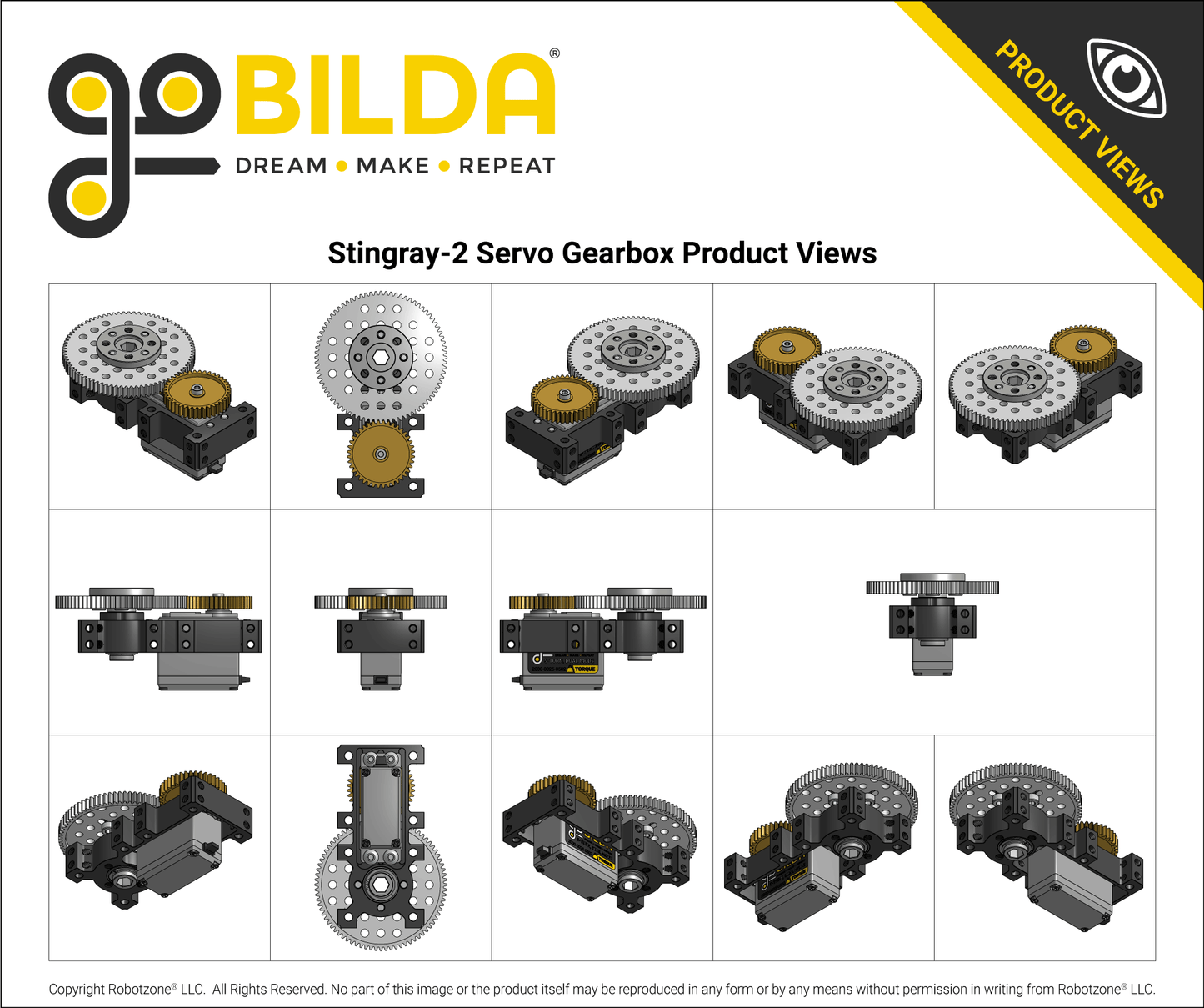 Stingray-2 Servo Gearbox (0.34 sec/60°, 30RPM, 700 oz-in Torque, 900° Rotation)