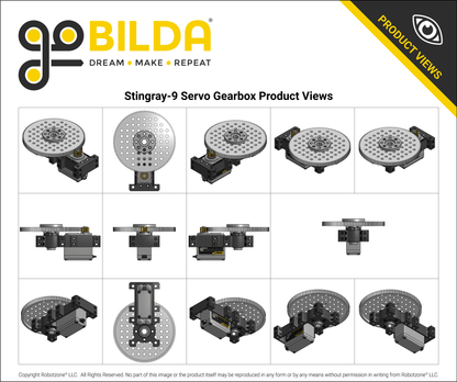 Stingray-9 Servo Gearbox (1.53 sec/60°, 6.7 RPM, 3150 oz-in Torque, 200° Rotation)