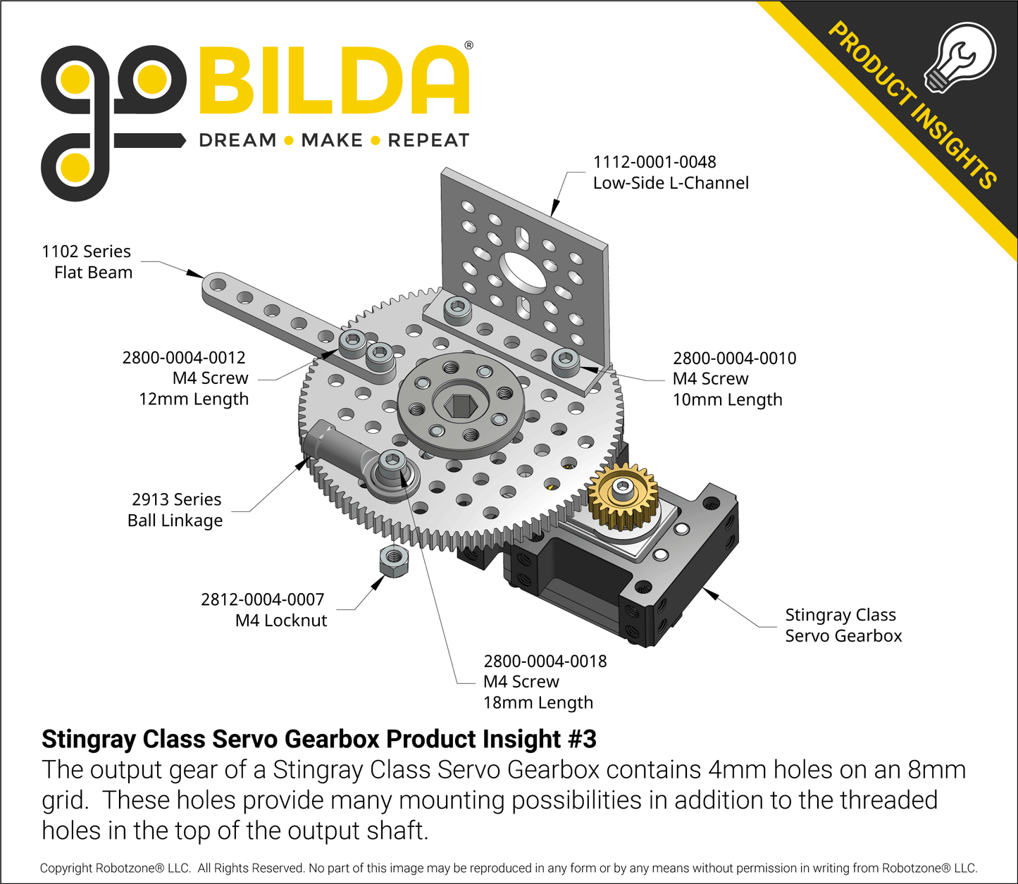 Stingray-7 Servo Gearbox (1.19 sec/60°, 8.6 RPM, 2450 oz-in Torque, 257° Rotation)