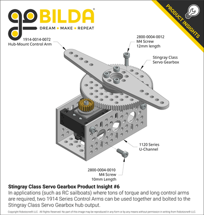 Stingray-9 Servo Gearbox (1.53 sec/60°, 6.7 RPM, 3150 oz-in Torque, 200° Rotation)