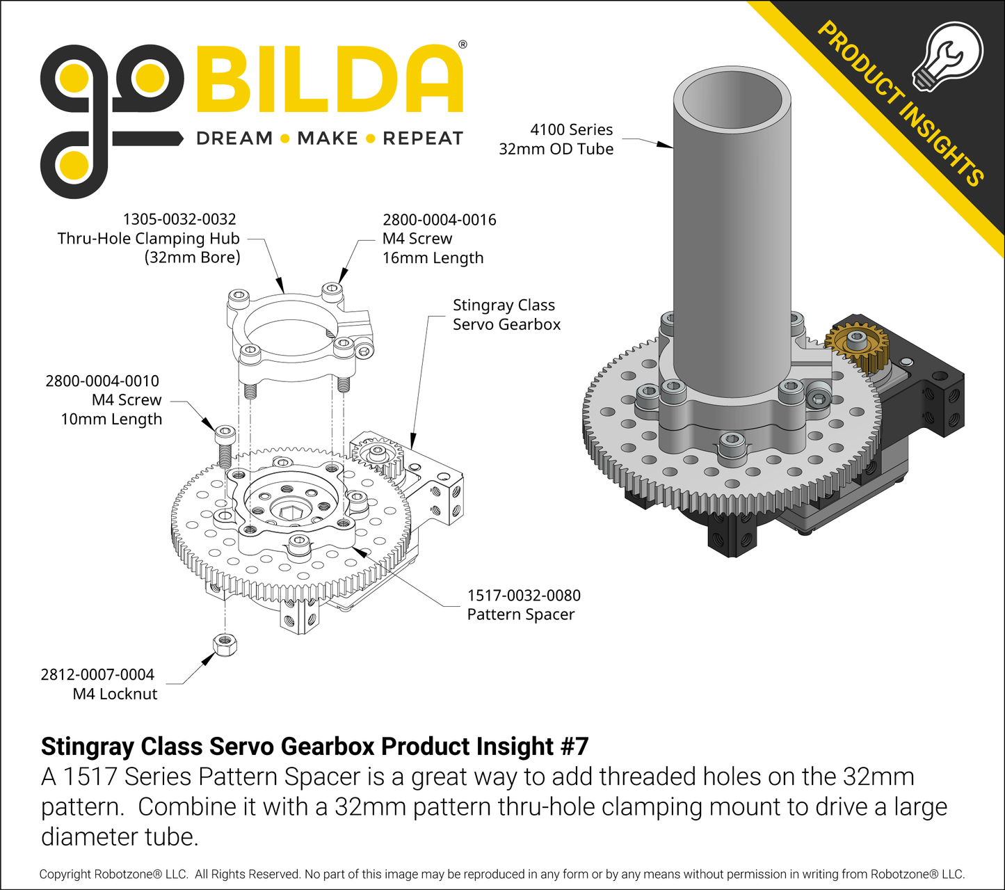 Stingray-7 Servo Gearbox (1.19 sec/60°, 8.6 RPM, 2450 oz-in Torque, 257° Rotation)