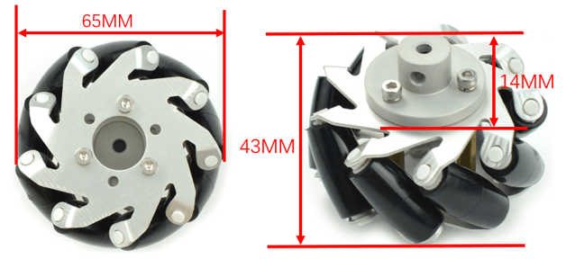 Roti Mecanum din Metal - 65mm