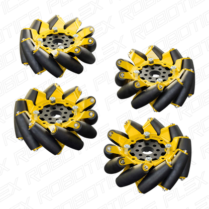 96mm Mecanum Wheel Set (70A Durometer Bearing Supported Rollers)