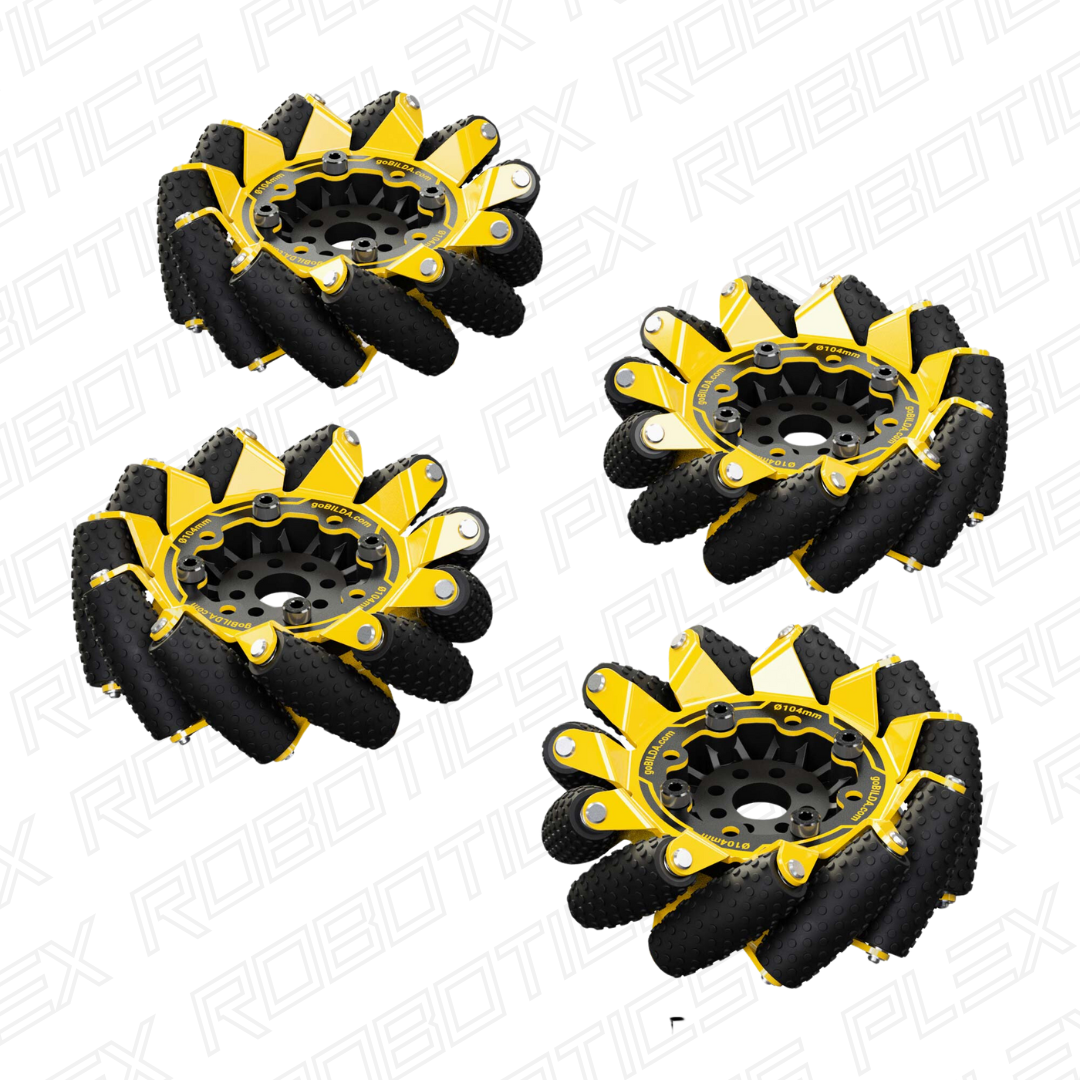GripForce™ Mecanum Wheel Set (Ø104mm, 40A Durometer Rollers)