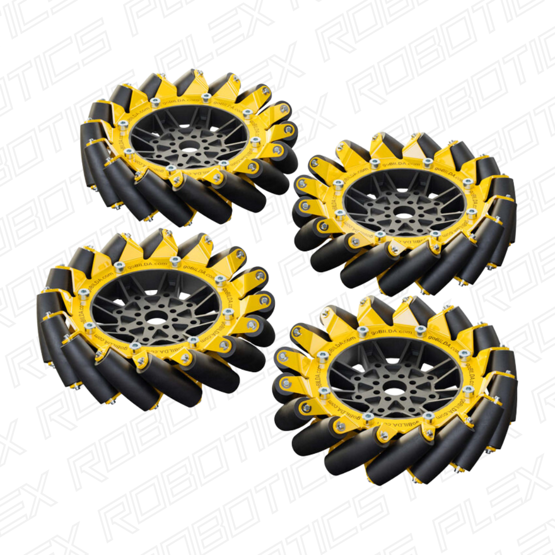 140mm Mecanum Wheel Set (70A Durometer Bearing Supported Rollers)