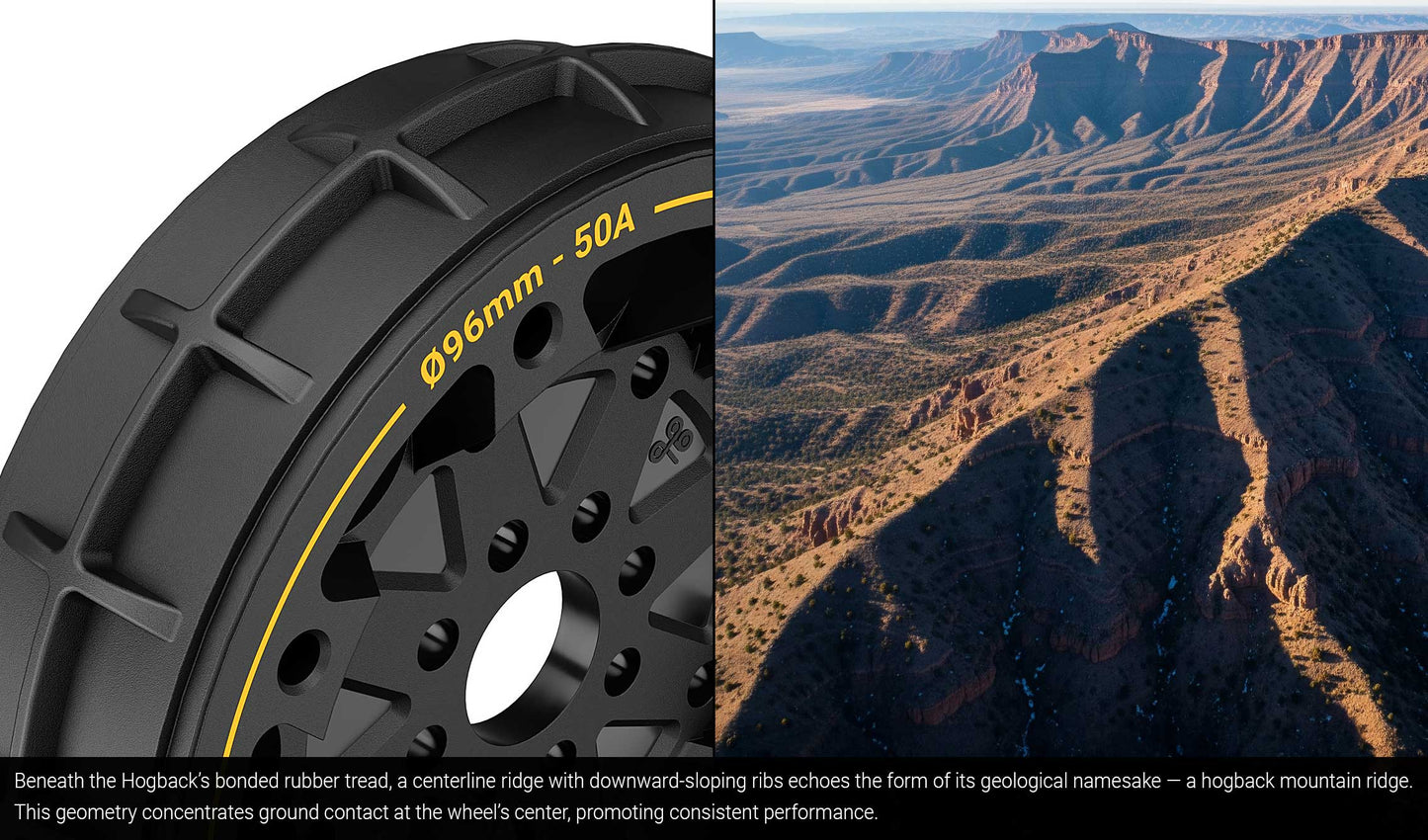 Hogback Traction Wheel (96mm Diameter, 50A Durometer)