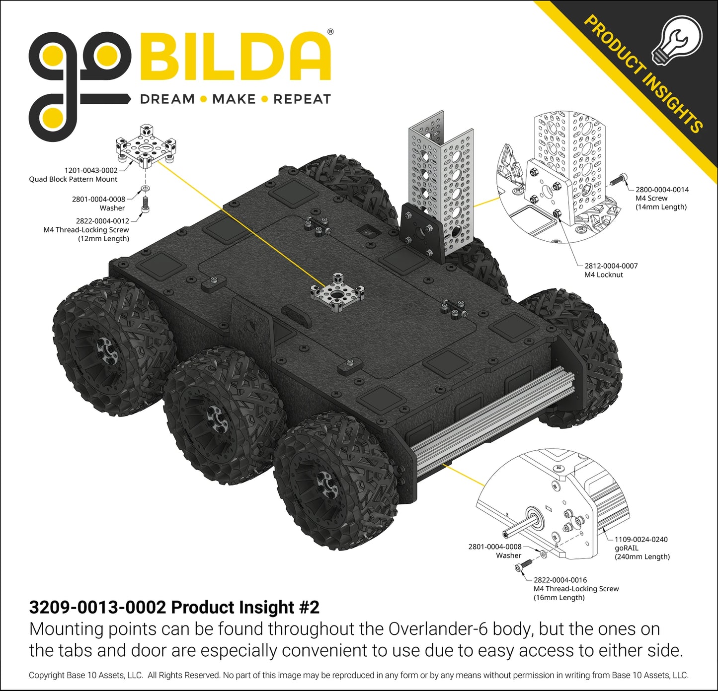 Overlander-6 All-Terrain Robot Platform (25lb Payload, 3.8mph) (Without Battery & Charger)