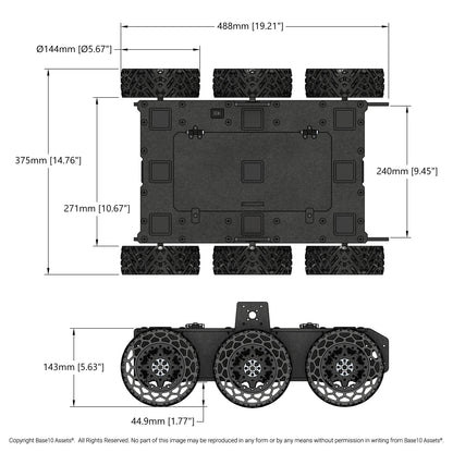Overlander-6 All-Terrain Robot Platform (25lb Payload, 3.8mph) (Without Battery & Charger)