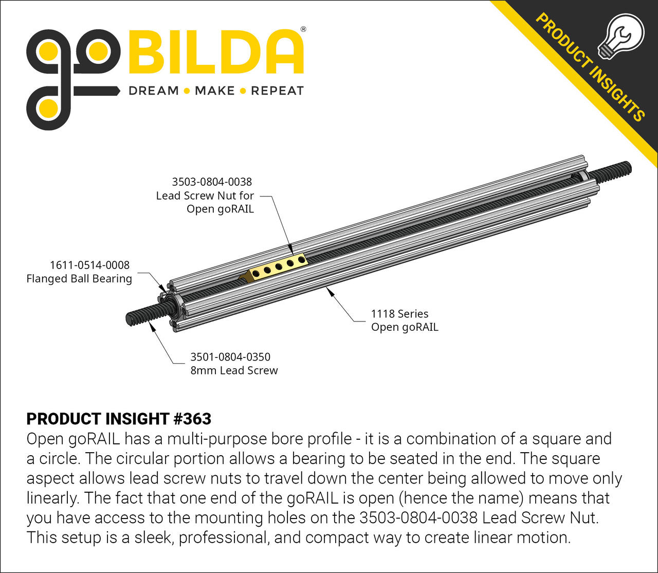 3501 Series Lead Screw (8mm Lead, 4 Start)
