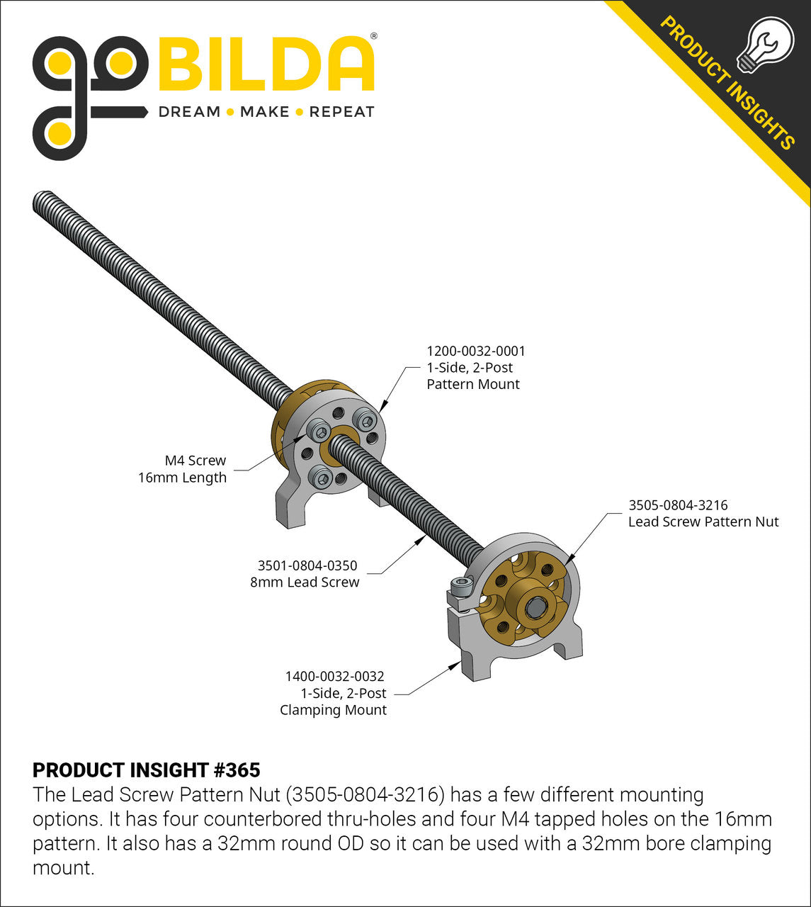 3501 Series Lead Screw (8mm Lead, 4 Start)